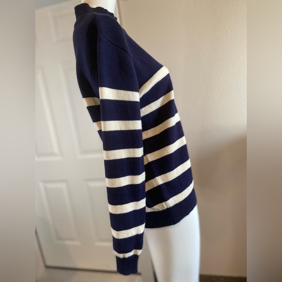 Kirundo~Super Soft~Navy & Off-White~Ribbed Knit~Striped~Pullover~Sweater~Size S - Picture 9 of 12